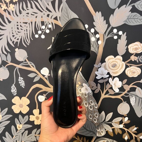 NWT DÔEN Angelica Sandal Black Faux Croc - Picture 4 of 5